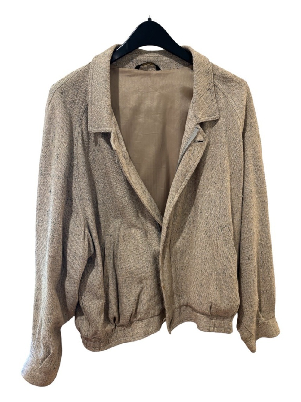70s NEIMAN MARCUS LINEN SILK BLEND BOMBER JACKET W BACK PLEAT ECLECTIC GRANDPA L - Picture 3 of 10